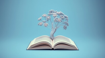 Wall Mural - an open book from which the tree of knowledge grows, the concept of the development of the education system