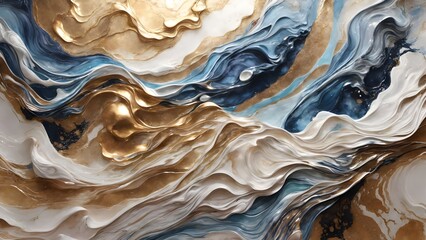 Wall Mural - Abstract acrylic painting waves, modern art, surrealism