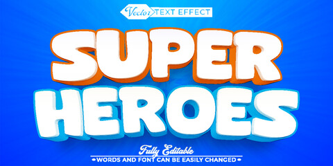Cartoon Super Heroes Vector Editable Text Effect Template