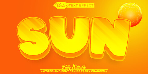 Wall Mural - Cartoon Sun Vector Editable Text Effect Template