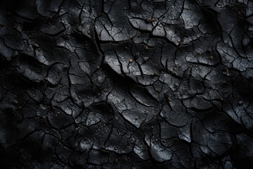 Black burnt dry cracked soil surface texture background