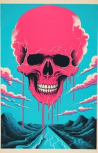 Lowbrow Horror Skull / Skeleton Poster Art Print — Screenrpint Style Illustration With Funny Horror Themes