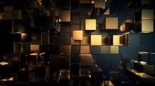 Dark And Gold Squares Abstract Background Cinematographic Style