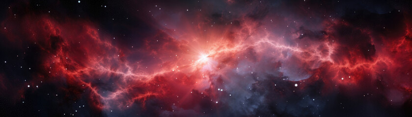 Wall Mural - a massive bright red nebula swirling and spinning the supernova remnant of an old star that exploded