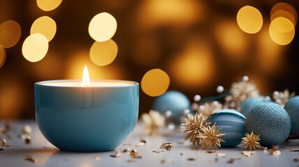 Wall Mural - candles are lit to create a cozy holiday atmosphere during christmas
