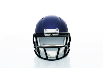 Helmet to practice American football in blue on a white background