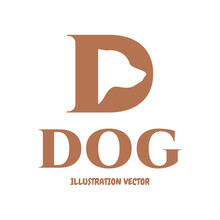 D Letter And Dog Head Illustration Symbol Design