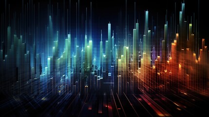 Poster - Abstract Cityscape: A vibrant and dynamic abstract cityscape, brought to life with glowing lines and futuristic energy, a perfect representation of modern technology.