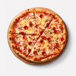 © peekeedee - Pizza on white background, AI generated.
