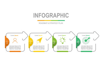 infographic elements  template, business concept with 4 steps,  multi color minimal rectangle shape design for workflow layout, diagram, annual report, web design.Creative banner, label vector