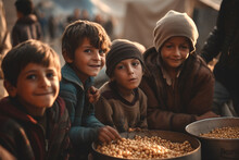 World Humanitarian Day. A Helping Hand To Those Affected By War And Famine. A Social Problem. Camp. Refugees. Agust 19. In Need Of Protection, Food, Homes. Search For A Better Life. Generative AI
