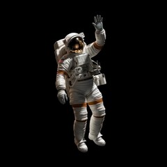 Full body of astronaut on black background