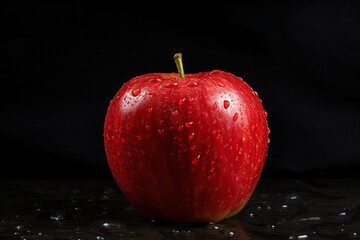 Poster - Apple fruit on black background.