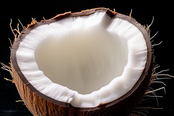 Poster - Generative AI : Fresh Coconut fruit with water droplets isolated on white background with clipping path