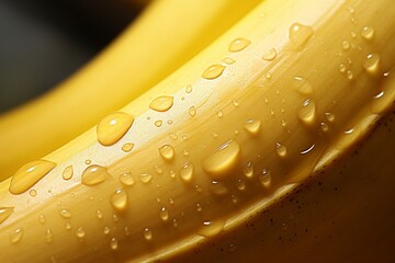 Poster - Generative AI : Fresh Banana fruit with water droplets isolated on white background with clipping path