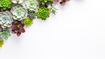 Wall Mural - header with succulent plants on a white background