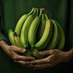 Wall Mural - fresh banana bunch holding in hand