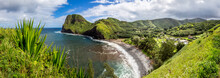 Panorama Of Hawaii's Landscape Of Cliff And Beach