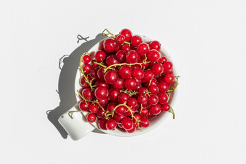 Wall Mural - Red currant closeup in ceramic bowl