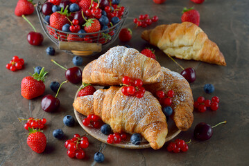 Poster - Croissants with berries