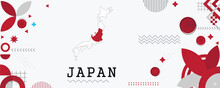 Japan Map Flag National Day Banner Design. Flag Theme Graphic Art Web Background. Abstract Celebration Geometric Decoration Vector Illustration
