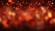 Vibrant holiday bokeh: red Christmas background with glittering lights in gold and black