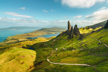 Wall Mural - The panoramic view of the Old Man of Storr in the Isle of Skye in sunny days