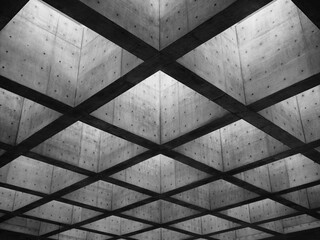 Cement panel ceiling square block pattern Lighting Architecture details