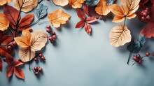 Background Of Yellow Autumn Leaves. Banner Layout Suitable For Text And Advertising