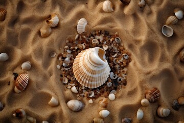 Wall Mural - seashell on the beach made by midjourney