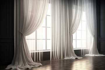 Wall Mural - window with curtains made by midjourney