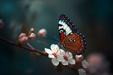 Wall Mural - butterfly on flower made by midjourney