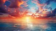Leinwandbild Motiv Vibrant sunrise seascape: abstract coastal wallpaper with blue sky and sea