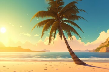 Wall Mural - palm trees on the beach made by midjourney