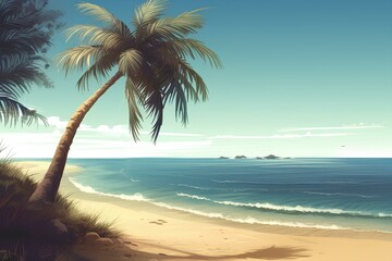 Wall Mural - palm trees on the beach made by midjourney