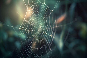 spider web with dew drops made by midjourney