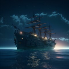 Canvas Print - ship in the sea made by midjourney