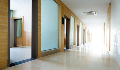 Canvas Print - Empty long corridor in the hospital