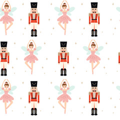 Wall Mural - christmas seamless nutcracker pattern. vector illustrations