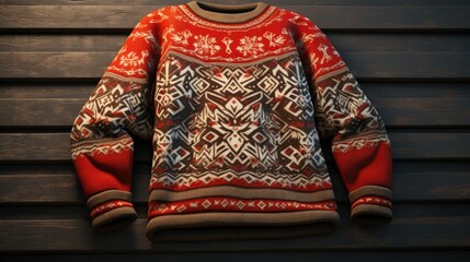 Christmas knitted sweater created with Generative AI technology.