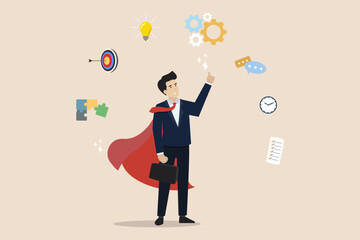 Wall Mural - Skill competency for job responsibilities, professional or work experience, ability for job or career development concept, successful entrepreneur with competency skills set.