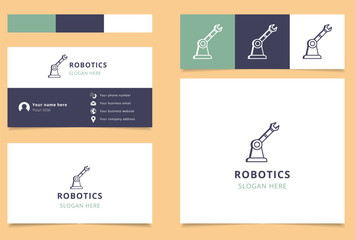 Robotics logo design with editable slogan. Branding book and business card template.