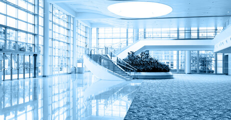 Wall Mural - Modern architecture with carpet and stairs in a business conference center