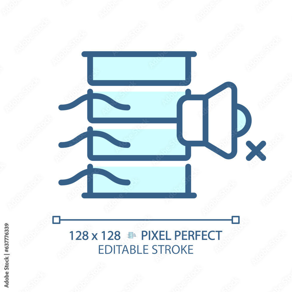 2D pixel perfect editable acoustic louvres blue icon, isolated vector ...