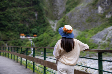 Wall Mural - Travel woman go Hualien taroko hiking in Taiwan