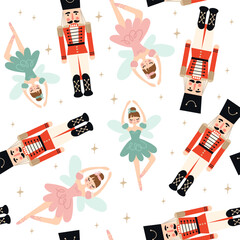 Wall Mural - christmas seamless nutcracker pattern. vector illustrations