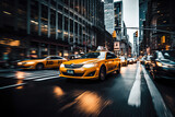 Fototapeta Nowy Jork - Dynamic City Life Cars in Motion with Motion Blur on a Crowded Downtown Manhattan Street. created with Generative AI