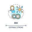 2D editable ABA thin line icon concept, isolated vector, multicolor illustration representing behavioral therapy.