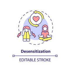 Poster - 2D editable desensitization thin line icon concept, isolated vector, multicolor illustration representing behavioral therapy.