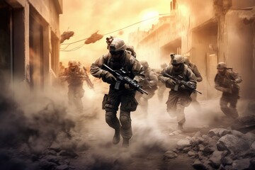 Wall Mural - Military special forces photo realistic illustration - Generative AI.